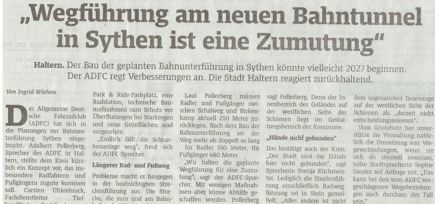 Radweg an Bahnunterführung